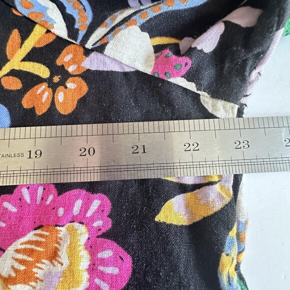 C&C California Blouse Womens XL Black Floral Boho Linen Peasant Top Long Sleeve‎ - Picture 8 of 10